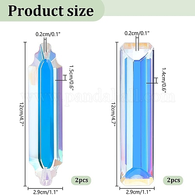 4 шт. 2 стиля граненые прозрачные стеклянные большие подвески GLAA-PH0003-24-1