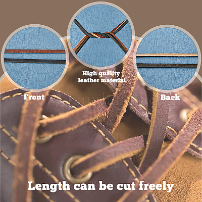 SUPERFINDINGS 4pcs Leather Boot Laces Totally 8.92inch Genuine Leather Shoe Laces Cowhide Leather Cord Shoelaces 2 Colors