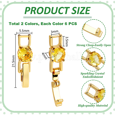 12 шт. 2-цветная застежка для часового ремешка из латуни с микропаве из кубического циркония KK-GA0002-28-1