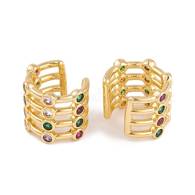 Серьги из латуни с фианитом EJEW-S219-08G-1