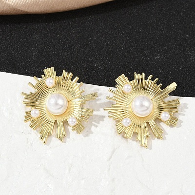 Серьги-гвоздики из латуни из АБС-пластика с искусственным жемчугом EJEW-M082-06G-1