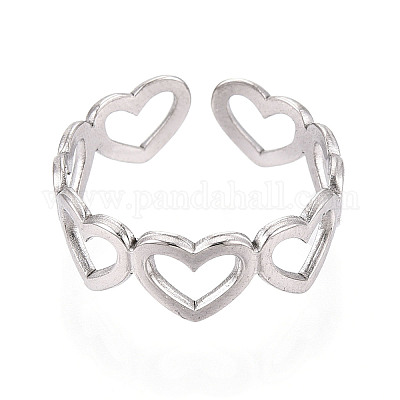 Кольцо-манжета с открытым сердцем из нержавеющей стали 304 RJEW-S405-194P-1