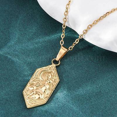 Шестиугольник с луной и кроликом NJEW-H059-20G-1