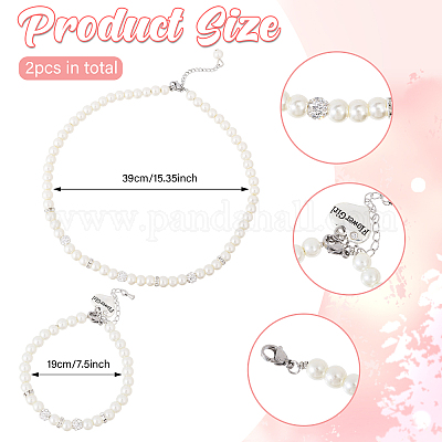 2шт 2 браслета из стеклянных бусин и детских браслетов SJEW-FH00001-1