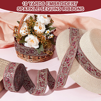 Блестящие полиэстеровые ленты для вышивки цветов SRIB-WH0011-266A-1