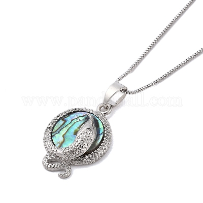 Ожерелье с подвесками из натуральной ракушки пауа NJEW-B104-01P-1