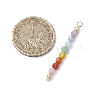 Подвески-чакры из натуральных граненых бусин: агат PALLOY-JF03450-1