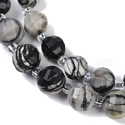 Бусины из натурального черного камня G-G182-B32-03-1