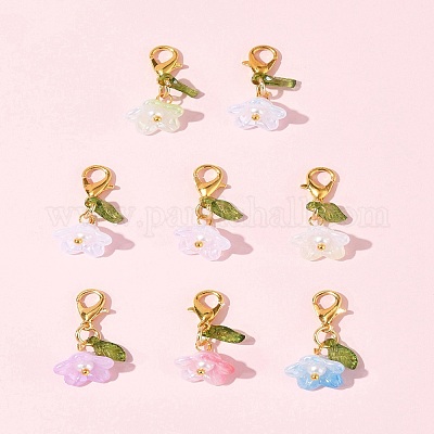 8 шт. 8-х цветные акриловые подвесные украшения-цветы HJEW-FS00034-04-1