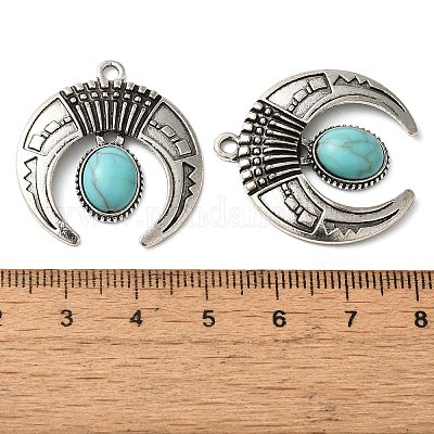 Подвески из сплава в тибетском стиле с имитацией бирюзы FIND-NH0001-05AS-1