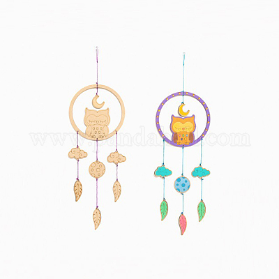 Wholesale Owl Cotton Rope & Wood Beads Wind Chime Kit 