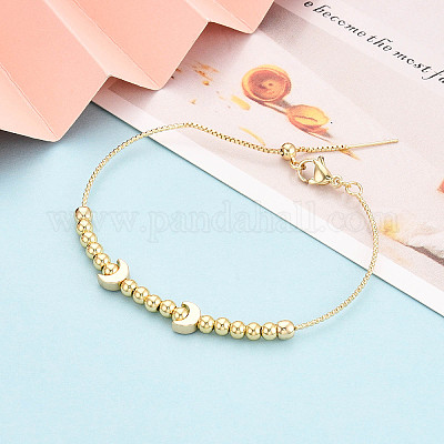 Регулируемые браслеты-слайдеры из латунных бусин для женщин BJEW-T022-21G-1