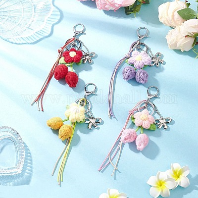 4 шт. брелок с цветами из хлопка KEYC-JKC01403-1