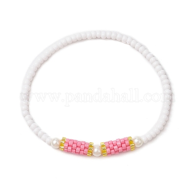 Стеклянные бусины эластичные браслеты для женщин BJEW-MZ00153-06-1