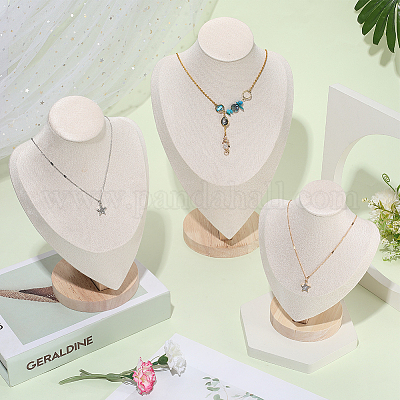 Подставки для ожерелий в форме бюста из бука NDIS-WH20010-02B-1