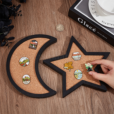 Настенная брошь с луной и звездой AJEW-WH0060-20-1