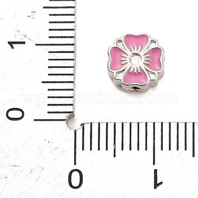 Оправы для цветочных бусин из латуни с эмалью и стразами KK-H527-01P-03-1