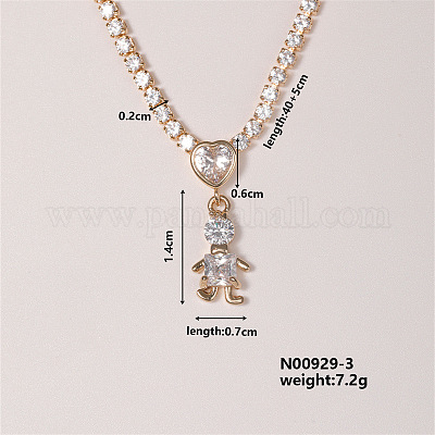 Блестящие ожерелья с подвеской из латуни с микропаве на семейную тематику и кубическим цирконием VW3054-3-1