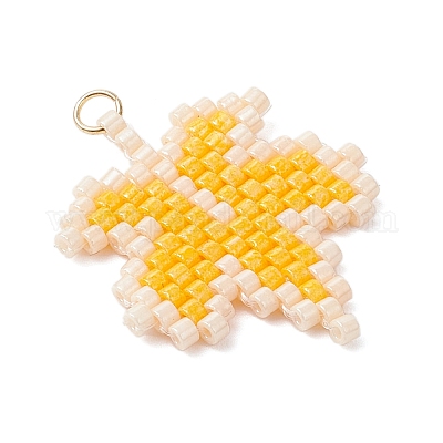Подвески из стеклянных бусин в виде кленовых листьев PALLOY-MZ00889-01-1