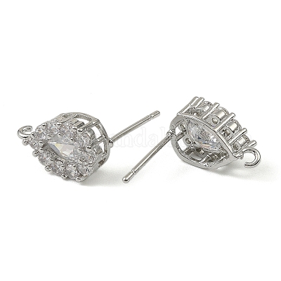 Фурнитура для сережек-гвоздиков из латуни с микропаве из прозрачного кубического циркония KK-C107-13P-1