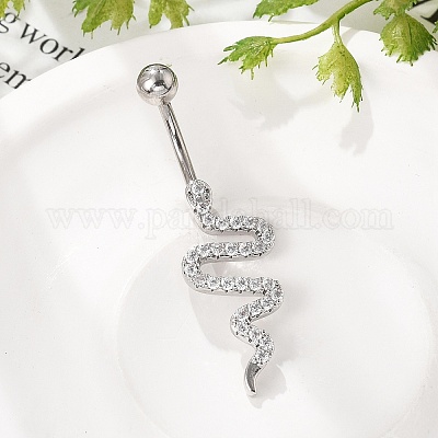 Сплав горный хрусталь змея изогнутая штанга кольца для живота&nbsp;LS-AJEW-R007-03P-04-1