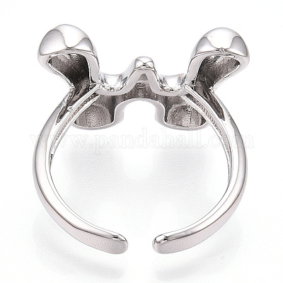 Латунные открытые манжеты с буквами для женщин RJEW-G313-01W-P-1