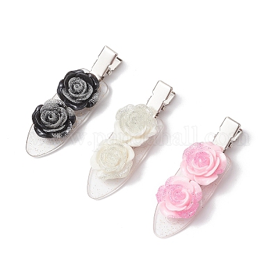 3 шт. 3-х цветные заколки для волос из сплава и пластика в виде цветка из кожи аллигатора PHAR-JH00132-1