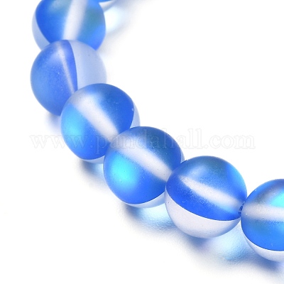 Синтетические эластичные браслеты из лунного камня для девочек-подростков BJEW-JB06702-1