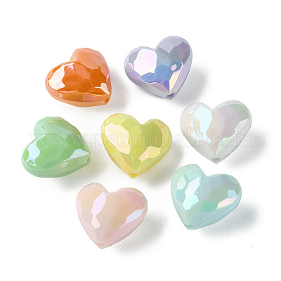 Iridescent Glass Beads in Heart Shape