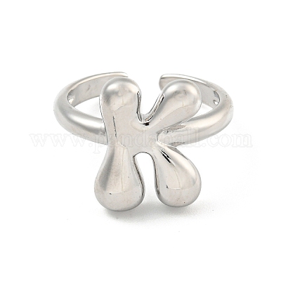 Латунные открытые манжеты с буквами для женщин RJEW-G313-01K-P-1