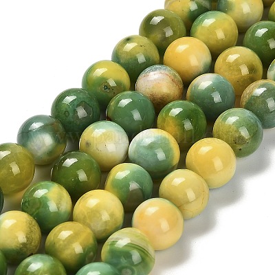 Окрашенные естественный агат бисер пряди G-G203-09G-10mm-1