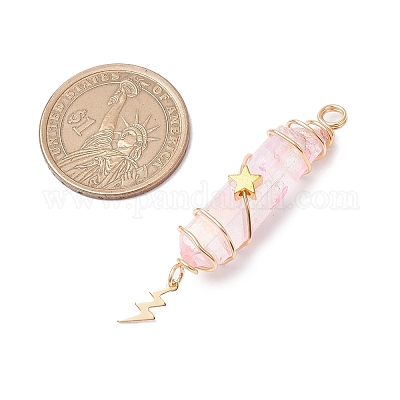 3 шт. 3 стиля гальванизированных подвесок из натурального кварцевого кристалла с заостренными концами из медной проволоки PALLOY-JF03766-05-1