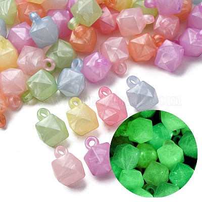 Подвески из непрозрачного светящегося пудрового акрила OACR-G052-12B-1