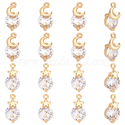 16 шт. 2 стиля латунных подвесок с микропаве из кубического циркония KK-UN0005-33-1