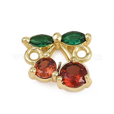 Звенья из латуни с зеленым и красным кубическим цирконием KK-D409-18G-1