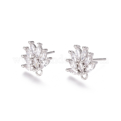 Латунные серьги с цирконом EJEW-E257-03P-1