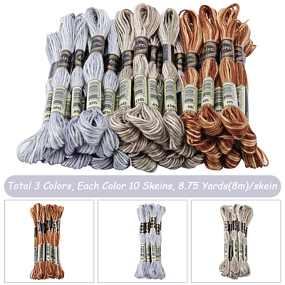 30 моток 3 цвета 6-слойная полиэфирная мулине для вышивания OCOR-GF0003-43A-1