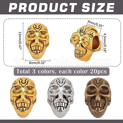 60 шт. Европейские бусины из сплава 3 цветов FIND-PH0021-84-1