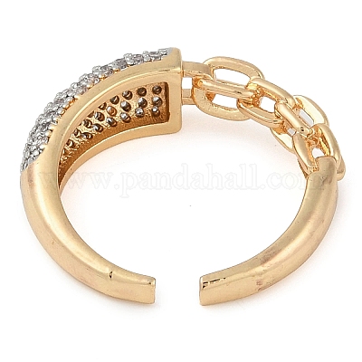 Кольцо-манжета в виде цепочки из латуни с микропаве из прозрачных кубических цирконий для женщин RJEW-Q819-06G-1