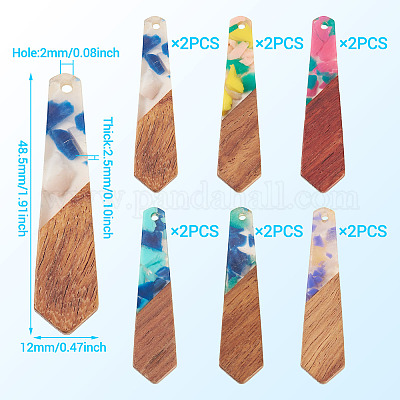 12 шт. подвески из 6-х цветов из смолы и ореха FIND-TA0006-36D-1