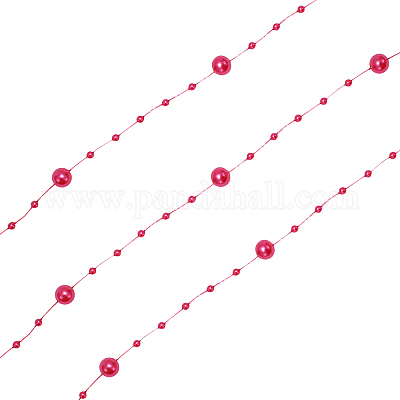 手作りのABSプラスチックビーズチェーン  ラウンド  レッド  3mm&nbsp;X-CHC-CJC0001-05C-1