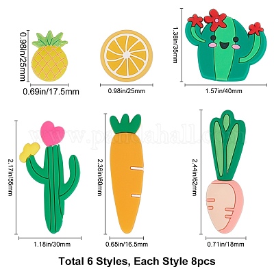 48 шт. 6 стиля ПВХ пластиковые кабошоны PVC-SC0001-01-1