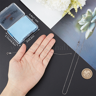 Комплект из 2 модного унисекс-колье из 925 цепочек из стерлингового серебра с родиевым покрытием STER-BBC0006-14B-1