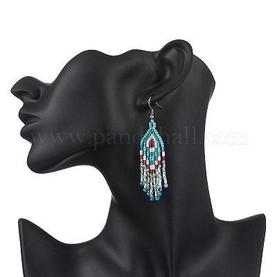 Серьги-подвески из натурального магнезита в форме ромба EJEW-MZ00567-03-1