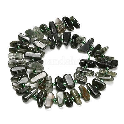 Нити бусин из натурального зеленого рутилированного кварца&nbsp;G-Z124-B02-01-1