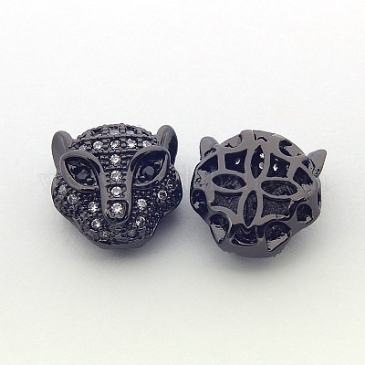 Латунные микро проложить кубического циркония леопарда бусы ZIRC-L007-41-1
