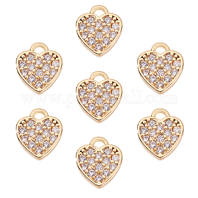 7 шт. латунные подвески в форме сердца с микропаве из кубического циркония KK-GA0002-30-1