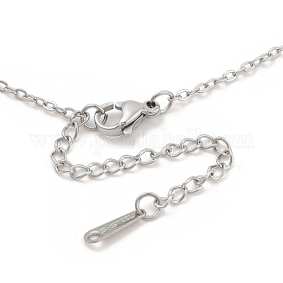 Ожерелья из нержавеющей стали 304 и пластика с подвеской в виде банта из жемчуга и цепочки NJEW-H044-09P-1