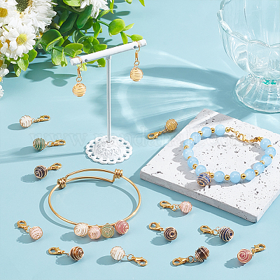 Круглые подвески с медной проволокой HJEW-AB00711-1