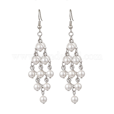 Серьги-подвески с ромбовидным жемчугом из нержавеющей стали 304 EJEW-TA00770-1